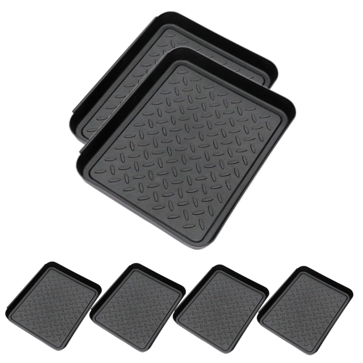 Plateaux de rangement chaussures COLLBATH lot de 6 bics en plastique noir
