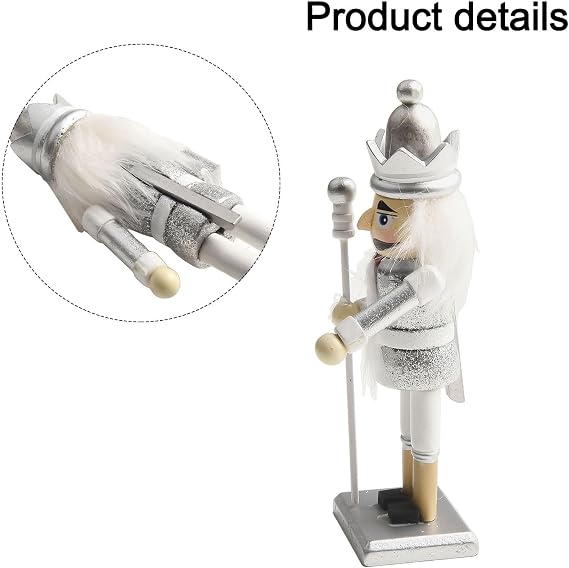 Silver Wooden Nutcracker 16cm for Holiday Party Decor(silver)