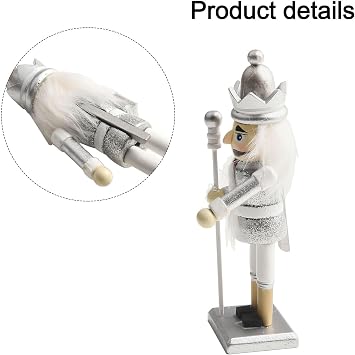 Silver Wooden Nutcracker 16cm for Holiday Party Decor(silver)