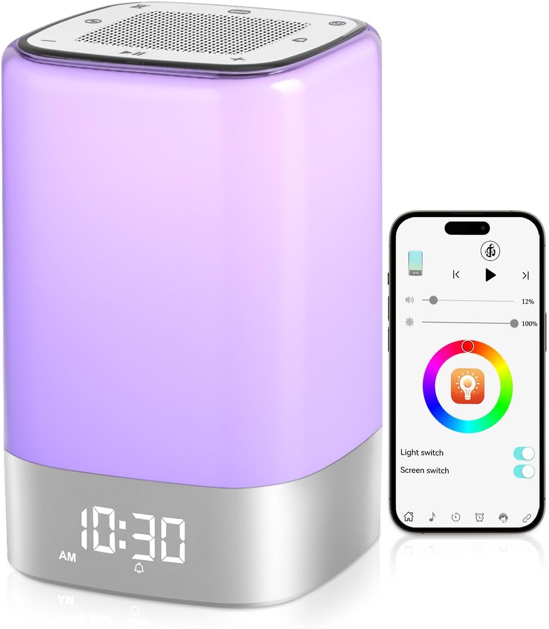 Sound Machine White Noise Machine with 32 Soothing Sounds, Bluetooth Speaker Alarm Clocks for Bedrooms with Wake up Light, Night Light for Kids, App Control Birthday Gifts for Teenage Girls Boys Women