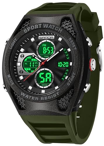 FANMIS Mens Military Multi Function Tactics Digital LED Sports Watch Large Face Electronic Waterproof Alarm Quartz Outdoor Waterproof Watch