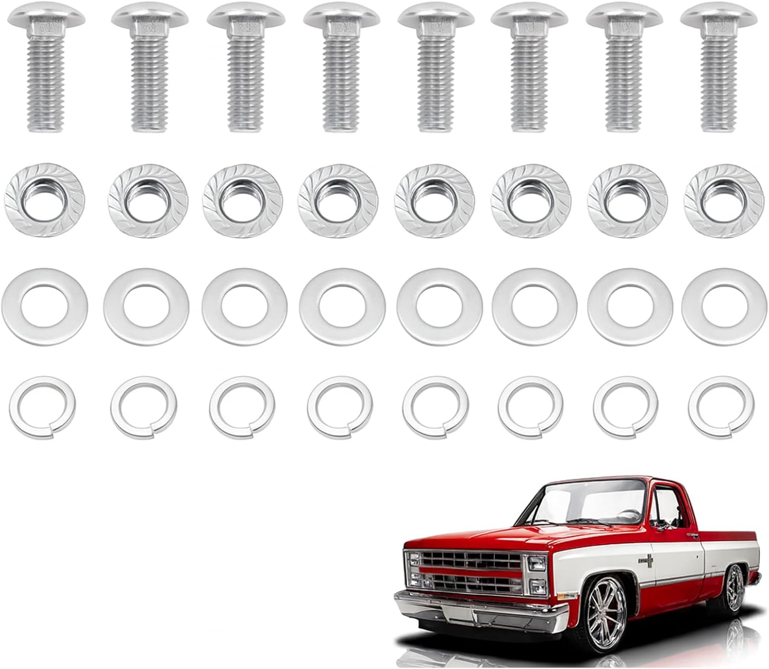 32 Pcs Stainless Steel Bumper Bolt Kit 1947-87 Chevy & GMC Pickup Trucks