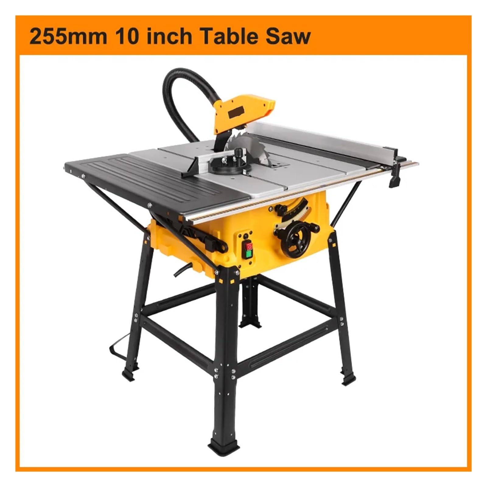 Sierra de mesa portátil Sierra De Mesa 255 Mm Y 10 Pulgadas For Cortar Madera Sin Polvo Con Extensión, Máquina Portátil Trabajar La, para muebles de bricolaje, carpintería(Bare Machine)