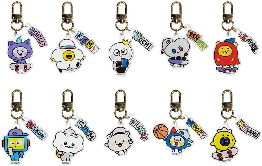 AlgasanKPOP TREASURE Cartoon Keychain TRUZ Acrylic Keyring Pendant Bag Accessories CHILLI ROMY HIKON SOM WOOPY Fans Gift