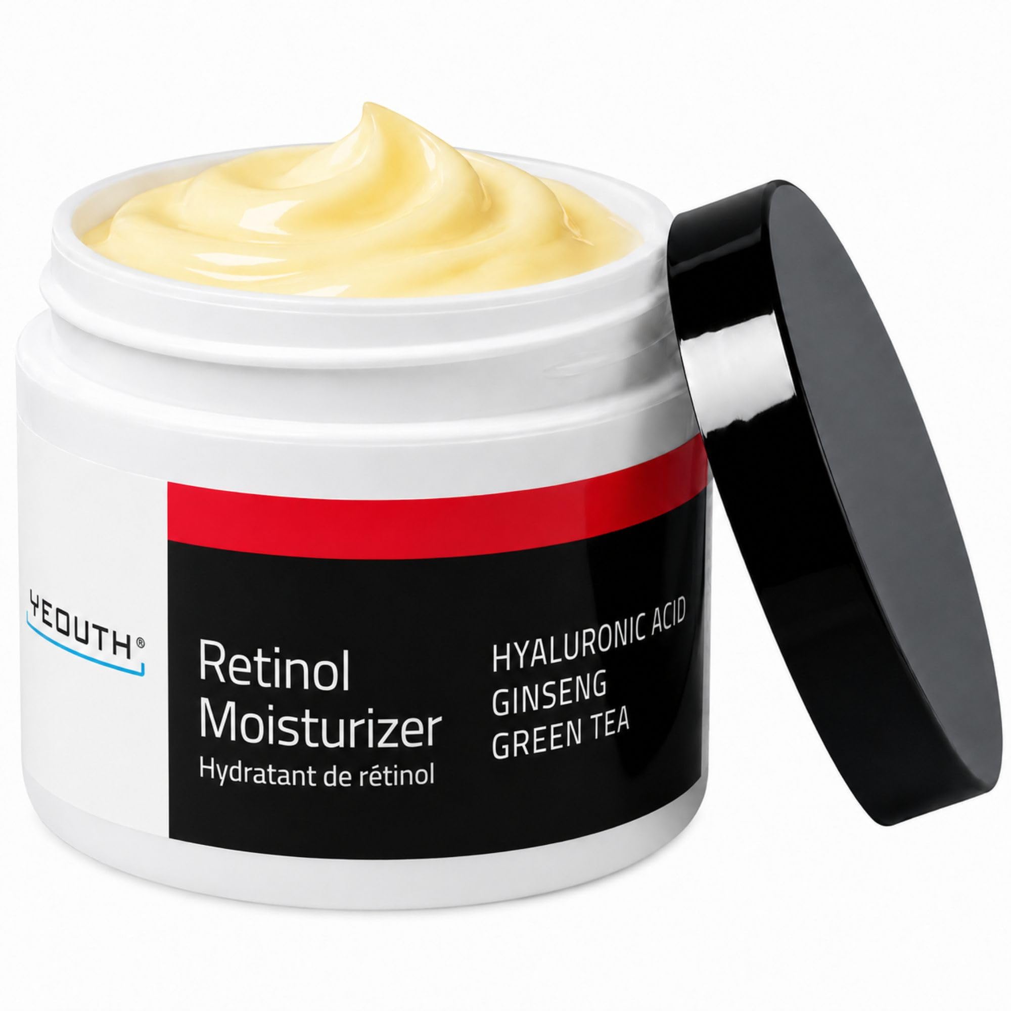 YEOUTH Retinol Cream for Face, Retinolowy Krem do Twarzy dla Kobiet i Mężczyzn z Kwasem Hialuronowym i Zieloną Herbatą, Krem Nawilżający na Noc dla Gładszego Wyglądu 118ml