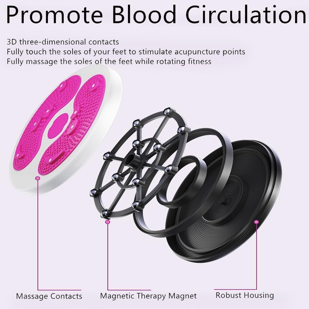Twist Waist Disc Board mit Kordelzug, Taillenabnehmendes Multifunktions-Magnet-Balance-Board-Pedal, Widerstandsbänder Massage-Fußsohle Heimfitnessgeräte, Aerobic-Übungen Fitness-Zubehör (Rose Rot)