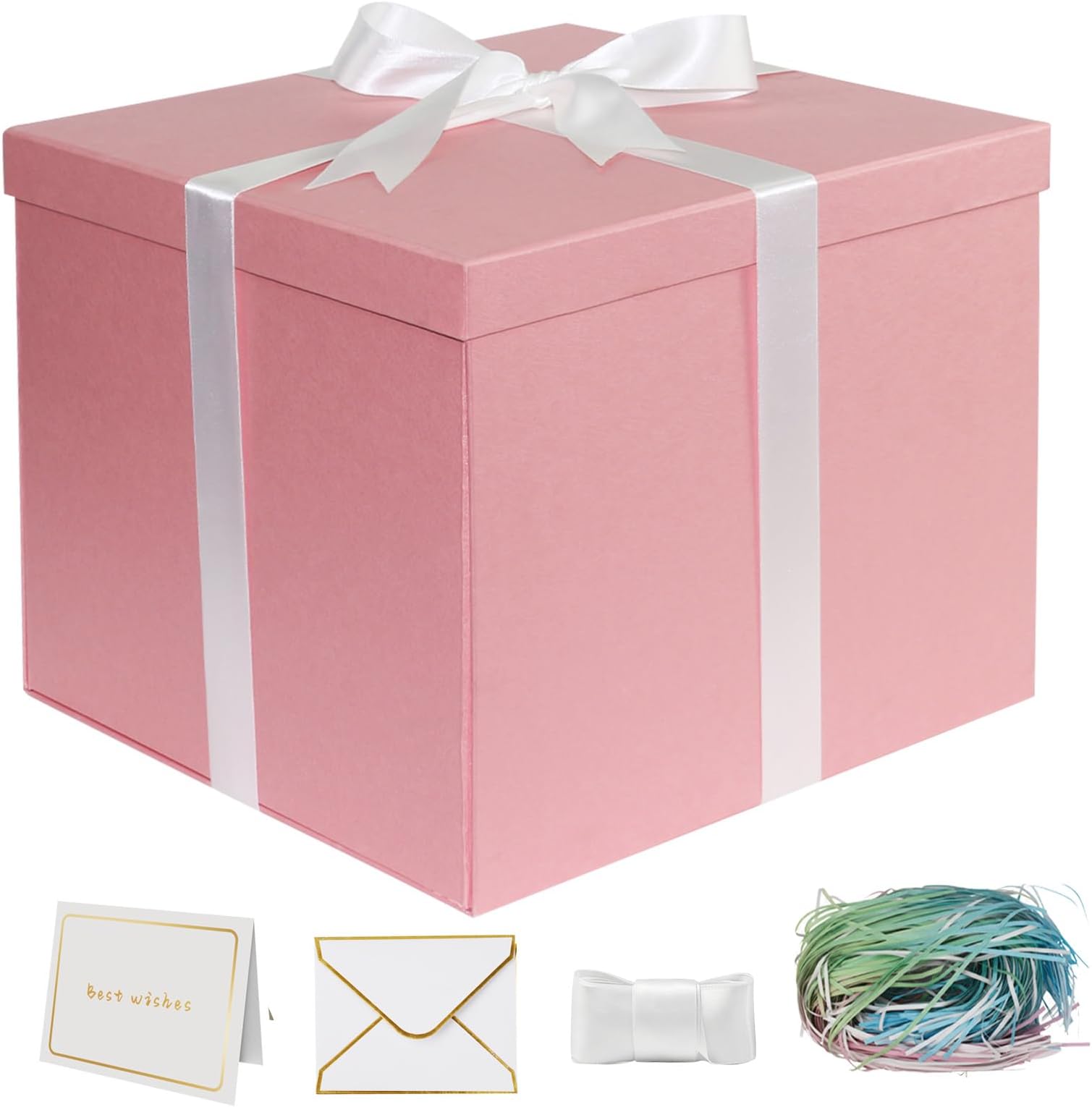 YINUOYOUJIA Large Gift Box 12x12x10 Inches,Pink Gift Boxes for Presents,Birthday Box,for Packaging,Valentine's Day,Mother's Day,Christmas,Anniversaries,Family or Business.