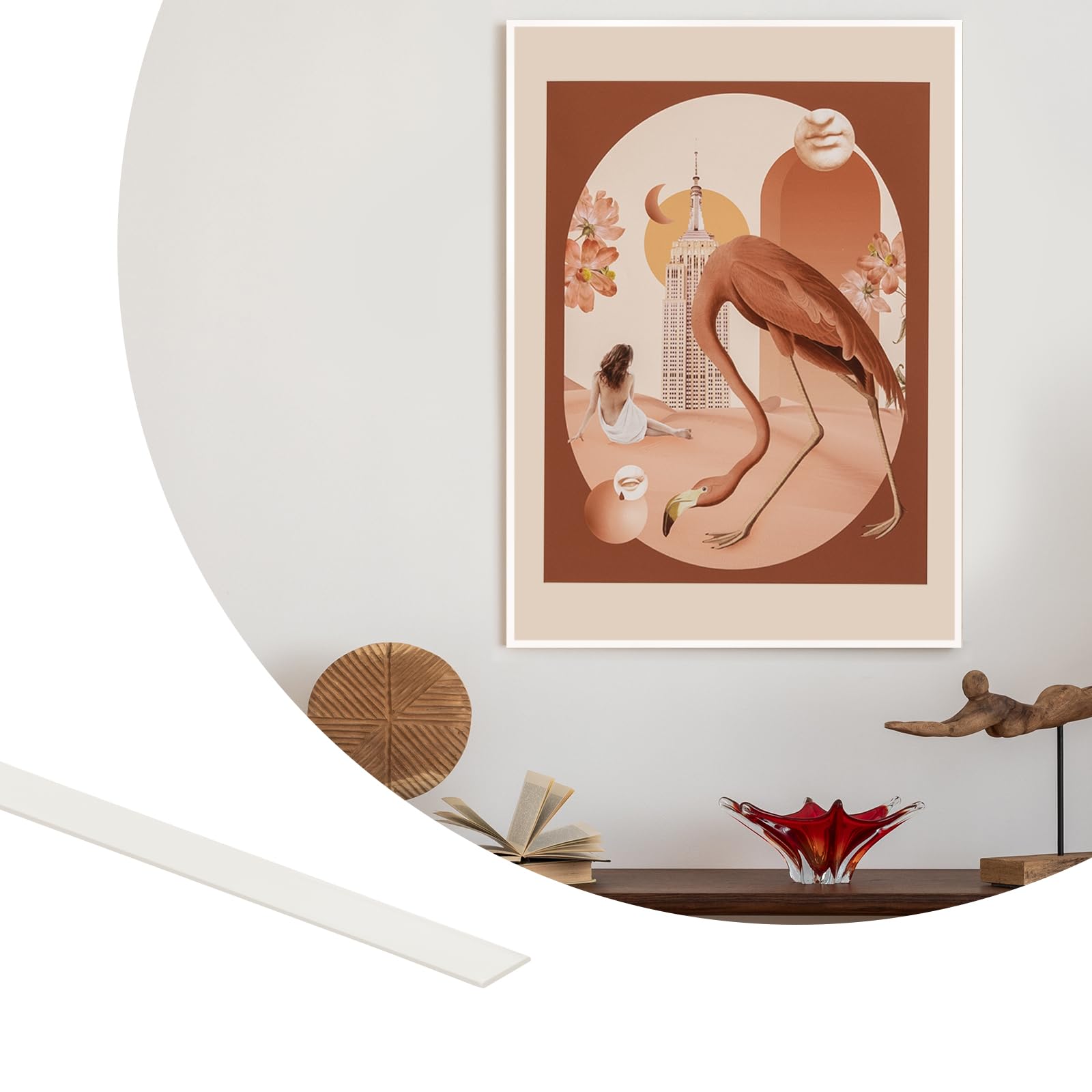 Moldura de Pared Autoadhesiva 6,1 m x 6,4 mm, borde de PVC autoadhesivo e impermeable para pared, ventana, espejo, mueble, azulejo – decoración DIY Blanco