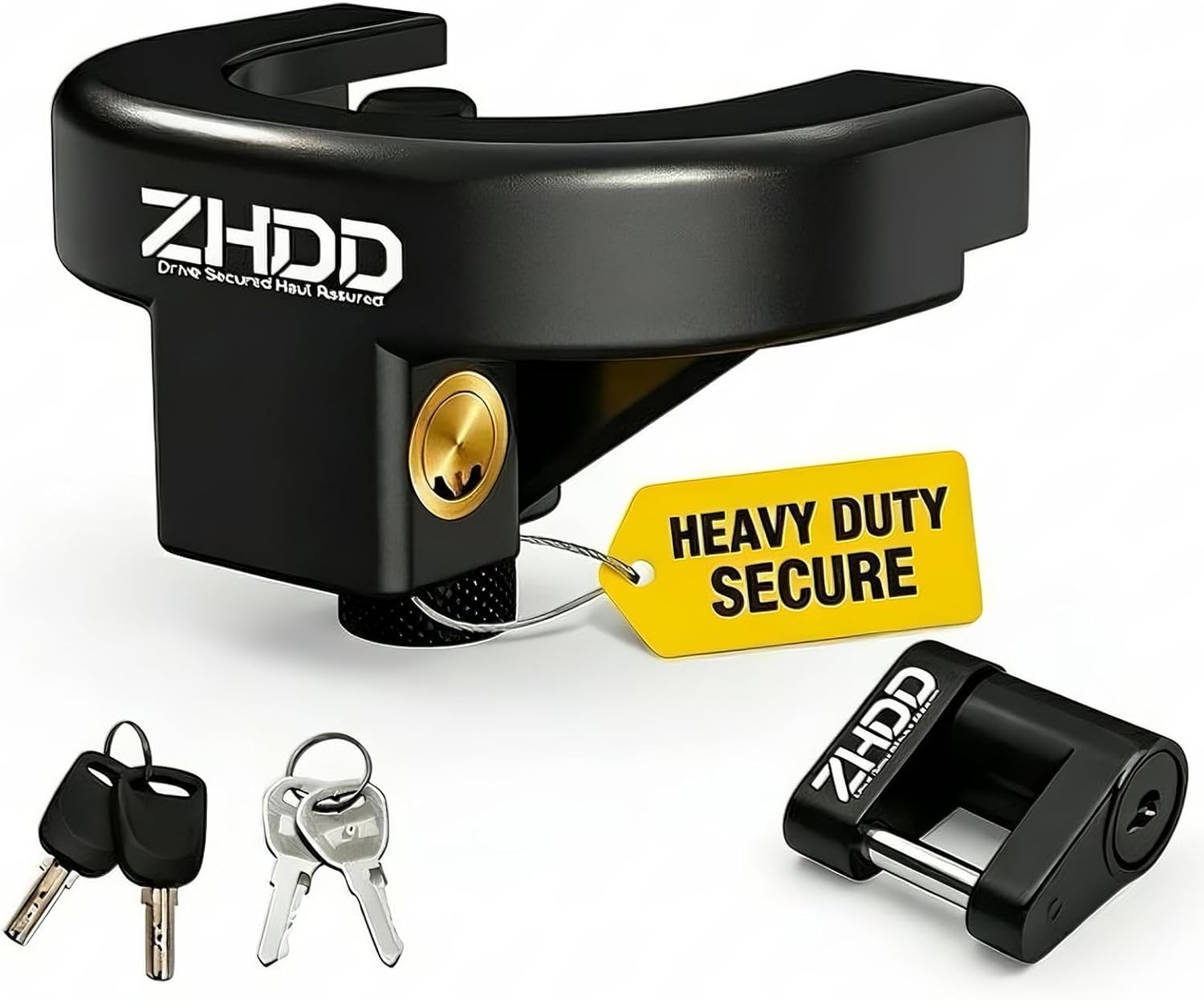 Trailer Hitch Lock, Heavy Duty Anti-Theft Trailer Tongue Lock for 2 Inch Couplers, Reinforced Solid Steel Tow Hitch Coupler Locks Set for RV, Camper, Boat, Caravan