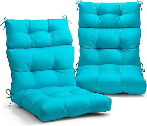 Vista 25 de EAGLE PEAK Juego de 2 cojines copetudos para sillas de patio con respaldo alto para exteriores e interiores, 46 x 22 pulgadas, bandera estadounidense