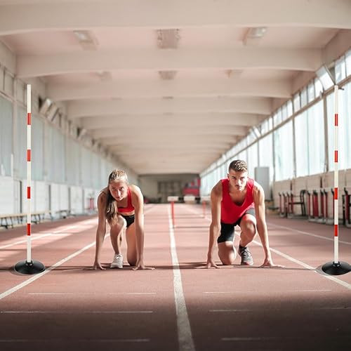 Miniatura 2 de ASENVER Juego de poste de agilidad de fútbol rojo-blanco con base de goma, palo de dribling, señal de advertencia de tráfico, poste de entrenamiento