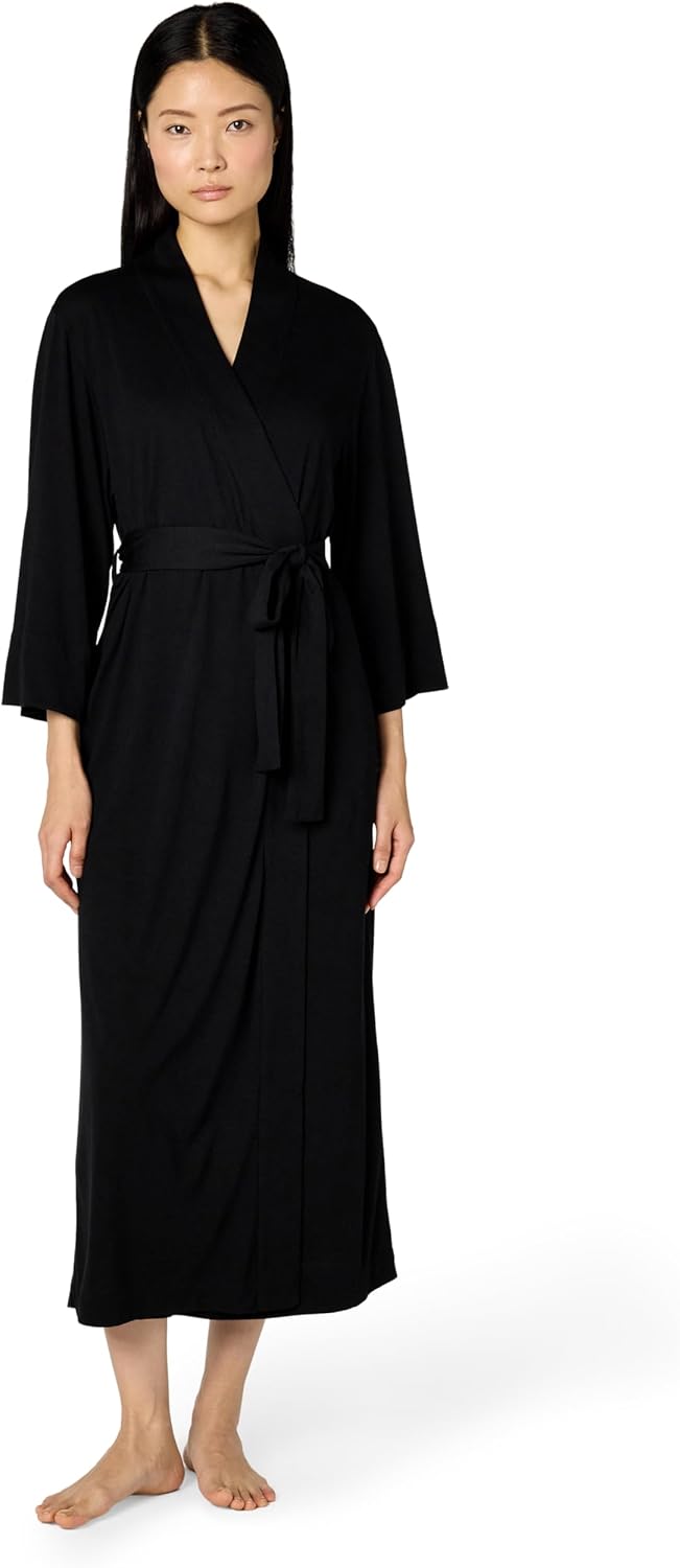 Natori Shangri La Long Robe with Kimono Sleeves, Bathrobe for Women