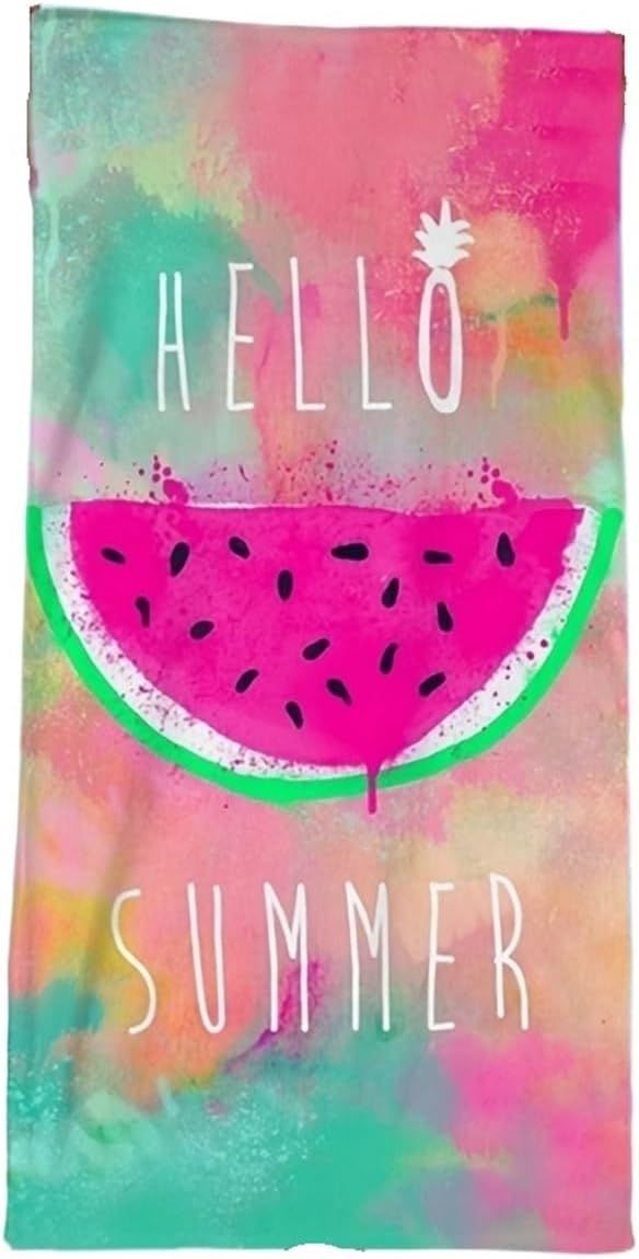 1pc Hello Summer Watermelon-Print Beach Towel: Fun in The Sun! Suitable for Towels, Bath(35x75cm)