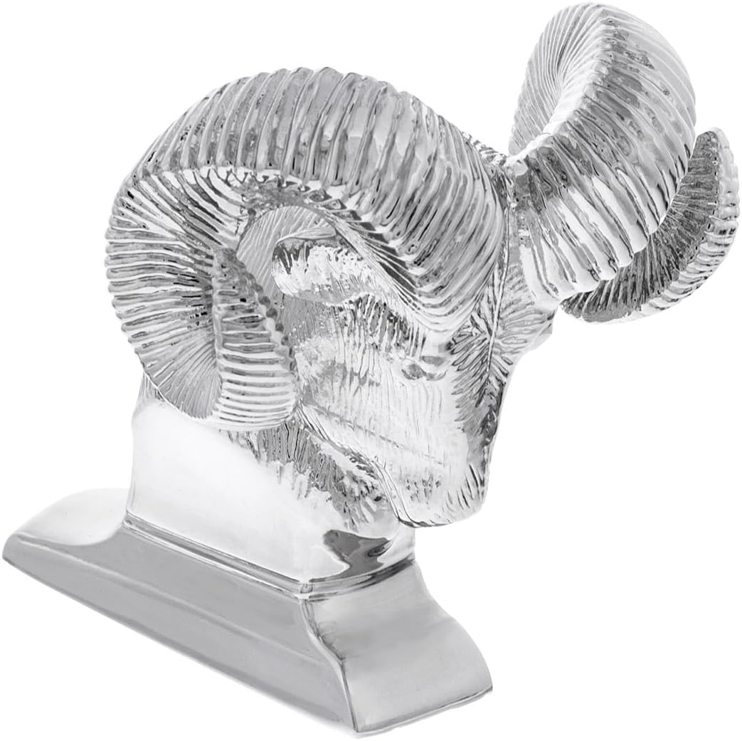 United Pacific 72051 Die-Cast Bighorn Hood Ornament, Metal Construction, Easy Installation, Multi Use for Home/Office/Garage – Chrome – ONE Unit