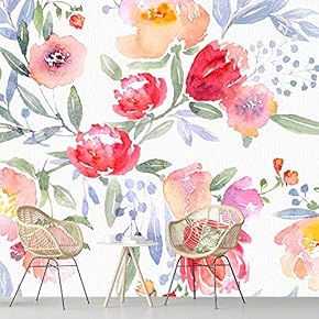 signwin Wall Mural Flowers and Leaves Removable Self-Adhesive...