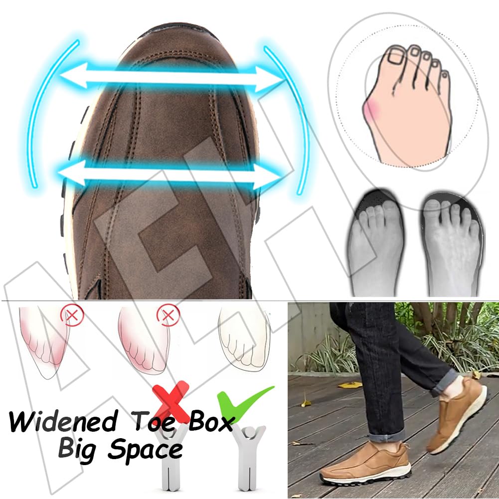 AEHO Chaussure de Marche Hommes Chaussures Slip on Sneakers Chaussure sans Lacets De Course Sport Casual Chaussures De Respirantes Légères Outdoor Shoes Confortables,Light Brown,41/255mm