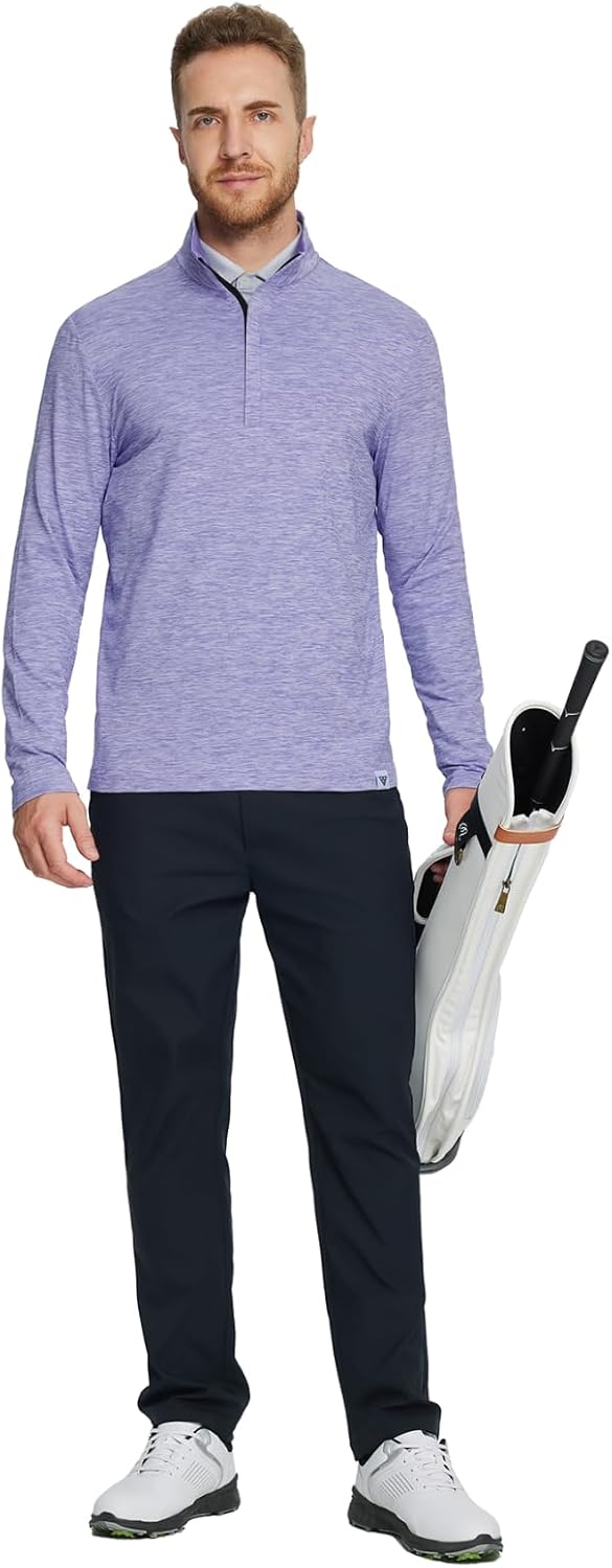 Rouen Quarter Zip Pullover Men Performance Dry Fit Mock Neck Brushed Casual Sports Golf Mens 1/4 Zip Pullover Sweatshirts - Image 2
