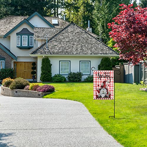 Spring Gnome Ladybugs House Flag 28 X 40 Double Sided Red Plaid Butterfly Daisy Flowers Garden Yard Flags Welcome Hello Spring Summer Outdoor Indoor Banner For Party Home Decorations #TOP4