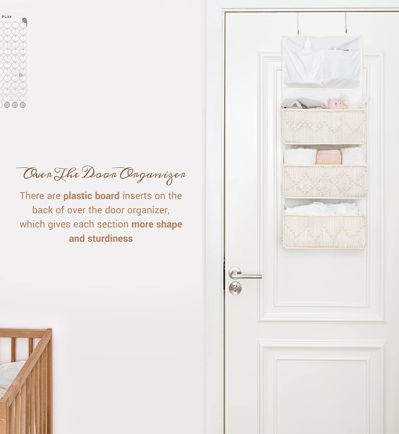 Mkono Macrame Over The Door Organizer and Hanining Laundry Hamper