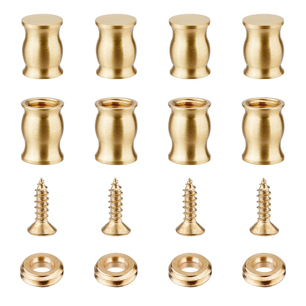 SUPERFINDINGS 4 Sets Brass Cutting Board Feet 12.5x17mm Brass Furniture Pads Chopping Board Feet Set for Kitchen Appliances and All Kinds of Furniture