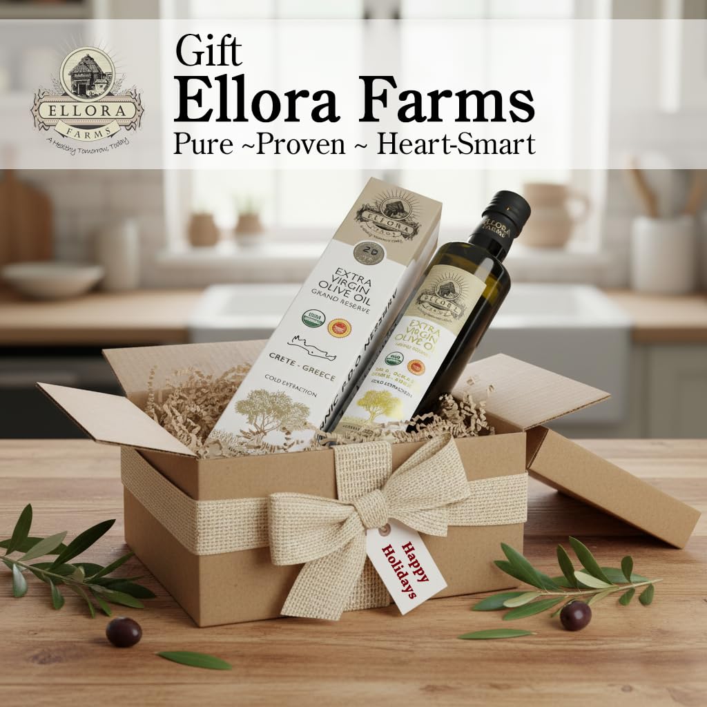 Ellora Farms, Organic PDO and Single Estate Greek Extra Virgin Olive Oil, 17 OZ. Each, Combo Pack