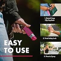 Vista 4 de SABRE Jeweled Pepper Spray, Maximum Strength, Fashionable Monochromatic Design, Quick and Easy Access Snap-Clip for Secure Attachment, Protect