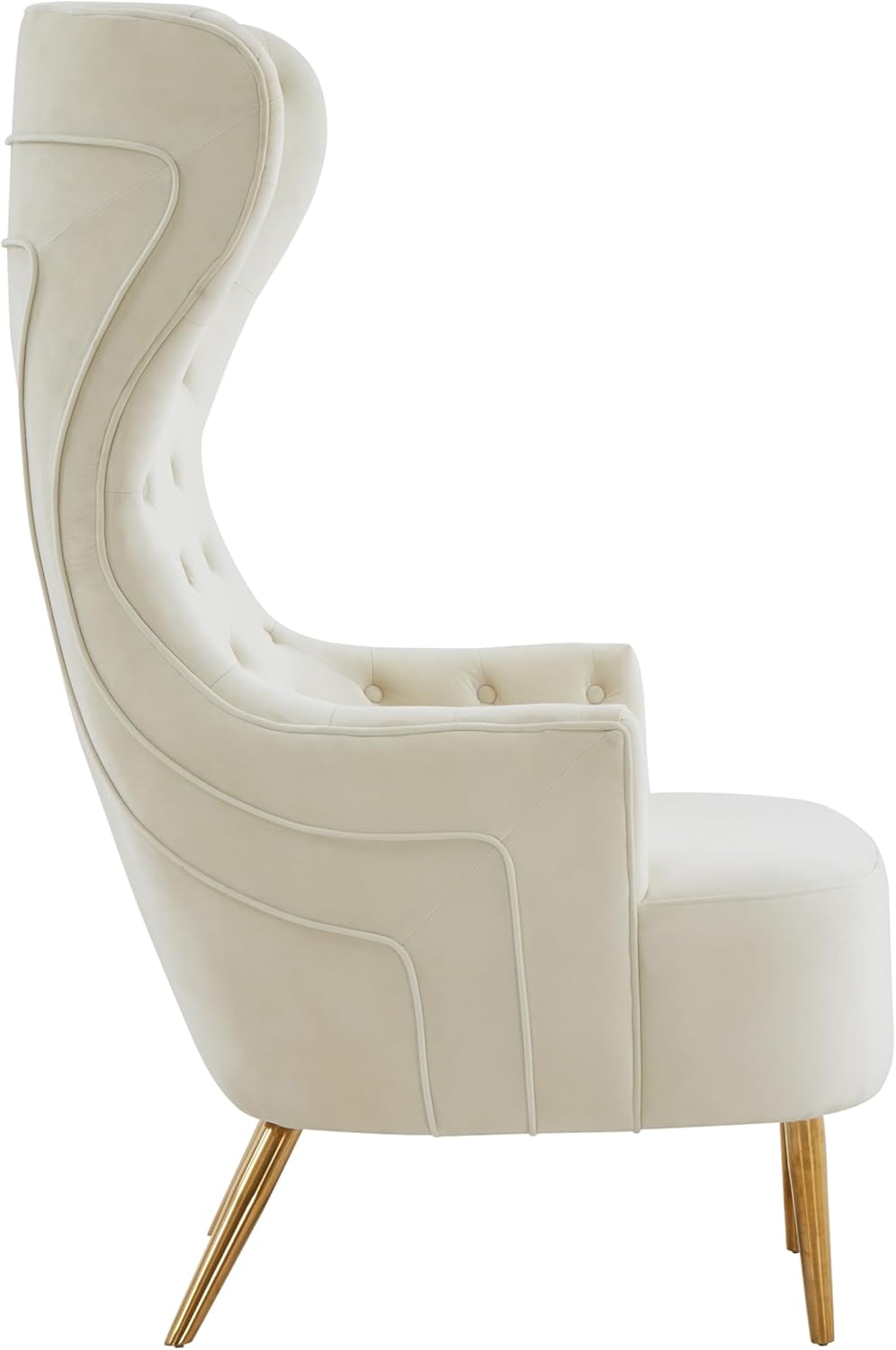 First of a Kind Wingback Chair in Cream Velvet