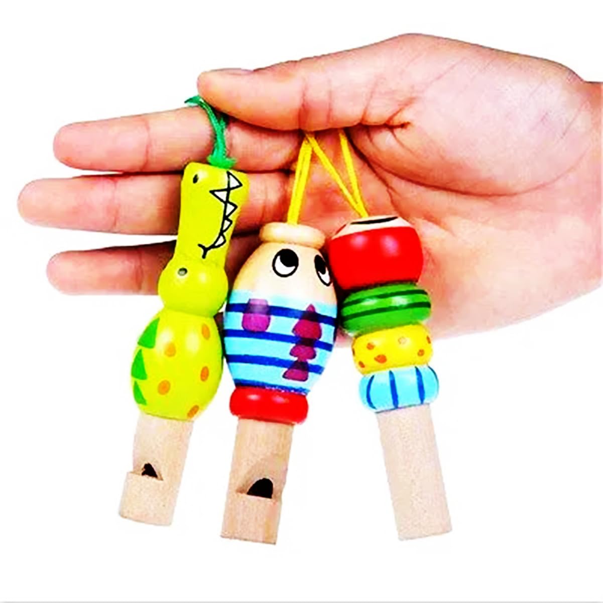 12 Sifflets Bois Forme Oiseau – Jouets Musical Enfant Coloré – Cadeaux Anniversaire Noël Fête (Aléatoire)