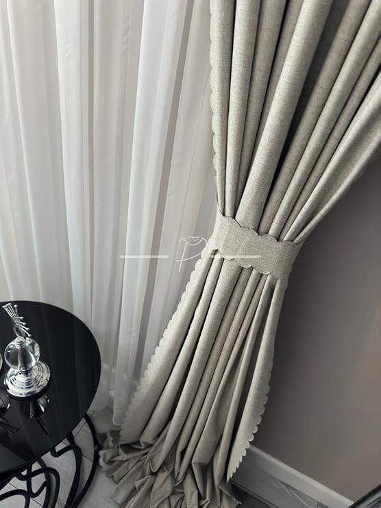 %100 Karartma Blackout Sıvama Keten Ultrasonik Kesim Fon Perde 2 Renk Seçeneği 250 X 270 Açık Bej