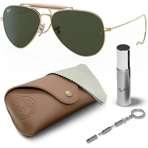 Ray-Ban RB3030 OUTDOORSMAN Pilot Shaped Sunglasses for Men & Women with Official RAYBAN Eyewear Kit