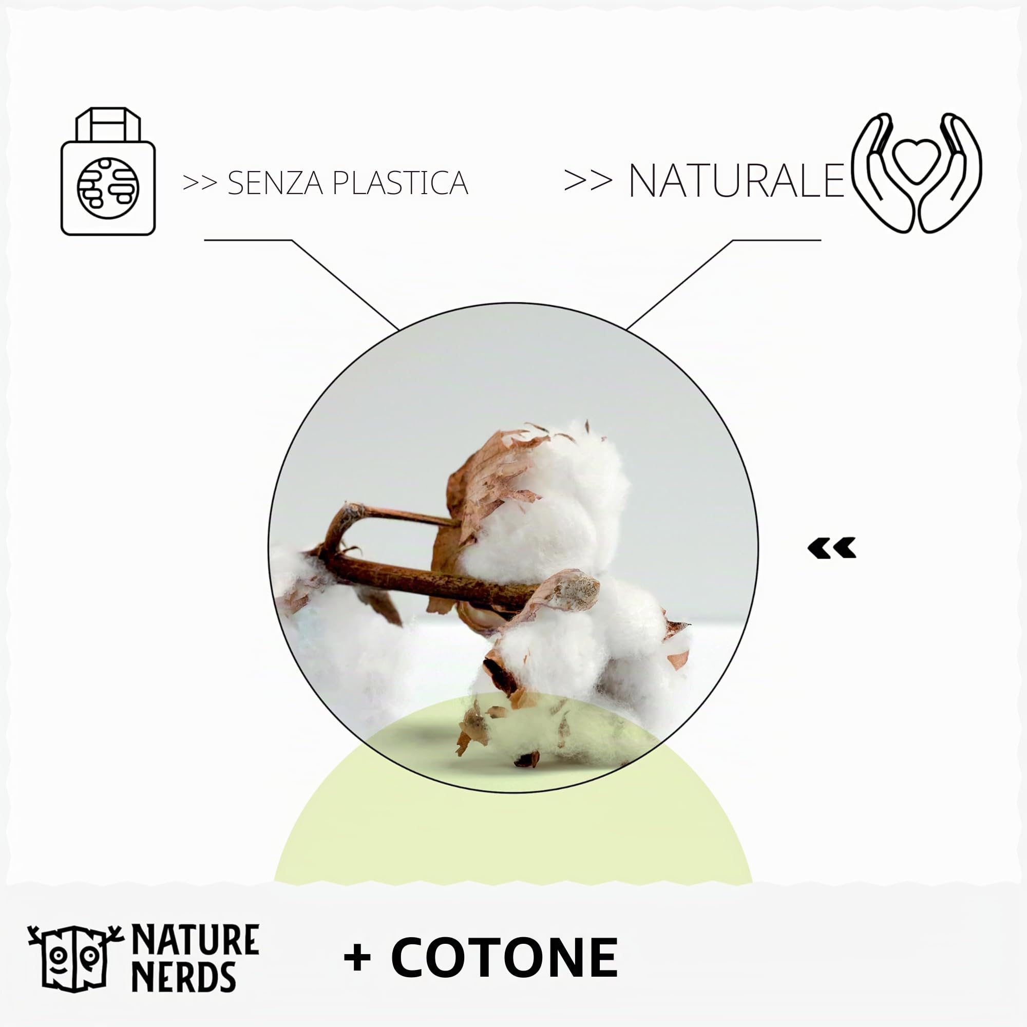 Nature Nerds - Cotton fioc (800 pezzi) in bambù e cotone, senza plastica, Q-Tips