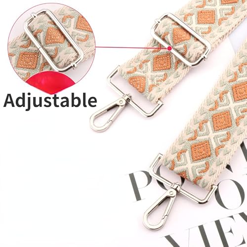 Purse Strap, 2" 5Cm Wide Shoulder Strap Adjustable Replacement, Rhombic Crossbody Canvas Bag Handbag Belts For Shoulder Bags (Kj3-A2,Silver Clip) #TOP2