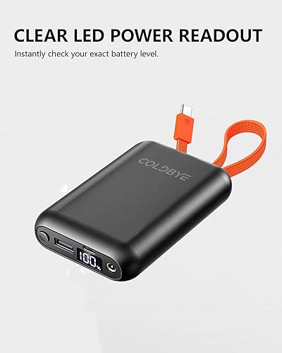 Miniatura 5 de ColdBye Batería de 12 V, 5 V, 20000 mAh, 12 V y 6500 mAh, batería externa recargable mejorada con cable USB-C integrado para chalecos calefactables,
