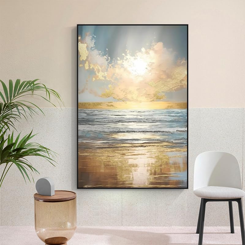 Coucher de soleil texturé sur toile pour créer une ambiance apaisante dans la chambre