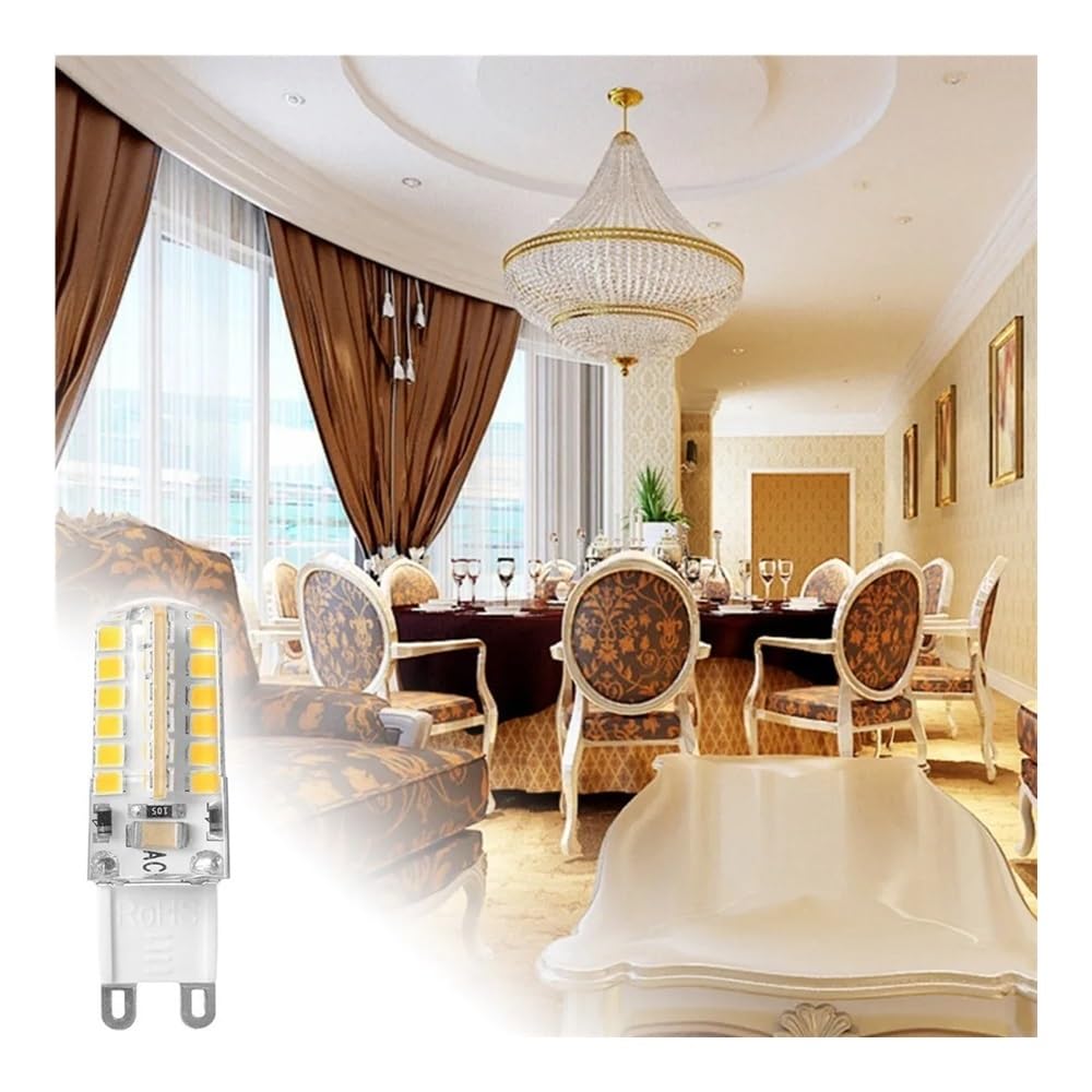 1fortunate Paquete de 50, lámpara LED de maíz AC220V G9 5W 48-SMD2835 450LM luces blancas frías/blancas cálidas(Cold White)