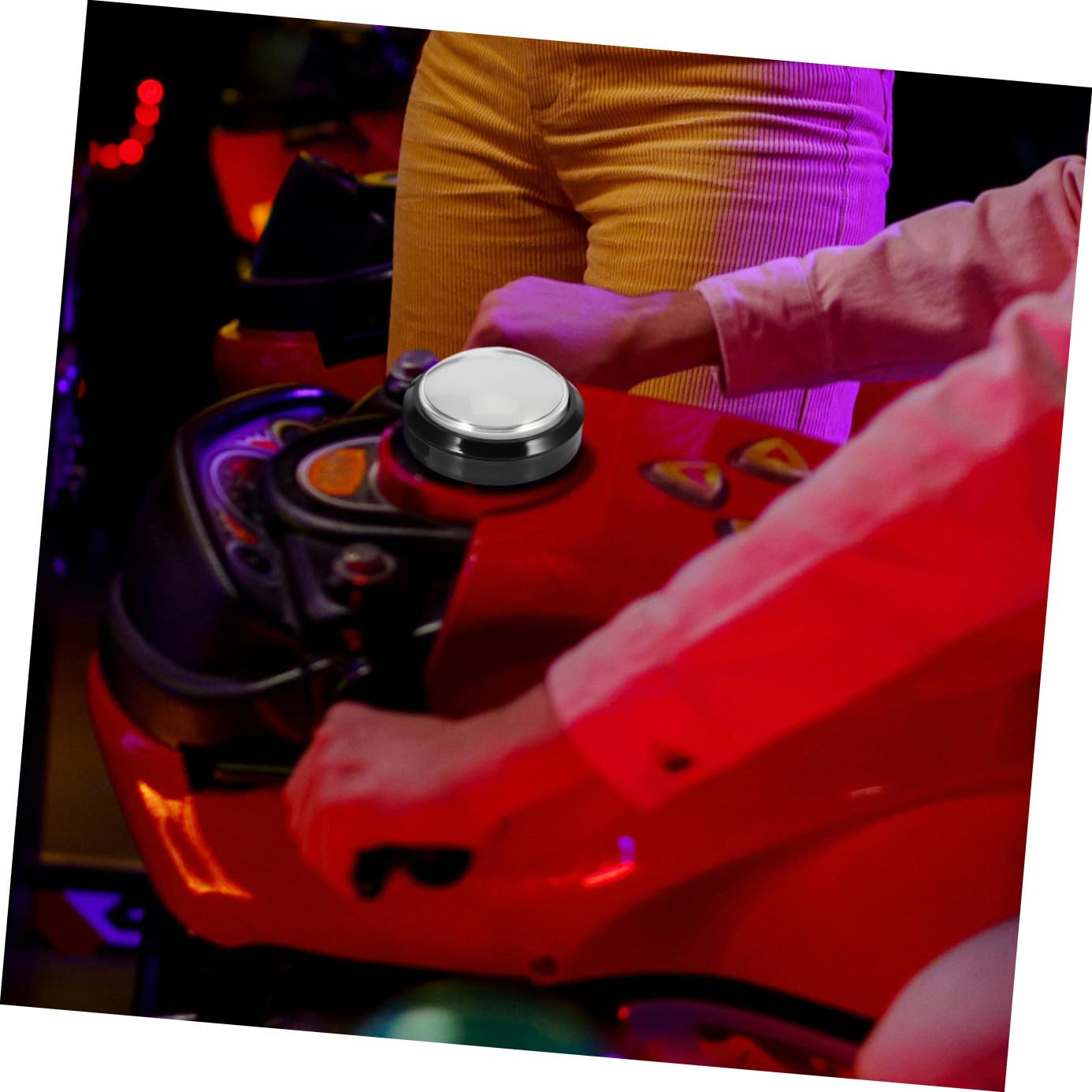 Pulsante a Cupola Grande Bianco LED Illuminato per Macchina da Gioco, Interruttore Auto-ripristinante in ABS e Metallo, per Macchina da Ballo e Uso Domestico Fai-da-Te