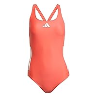 adidas Donna 3 Stripes C-Back Swimsuit, Semi Lucid Red/White