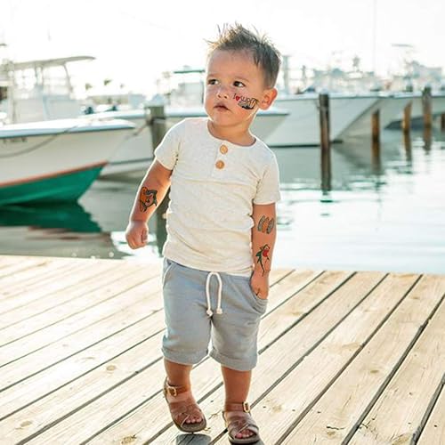 Miniatura 4 de Ooopsiun Tatuajes temporales de tiburón para niños, 12 hojas de tiburón oceánico, decoración de fiesta de cumpleaños, suministros para niños