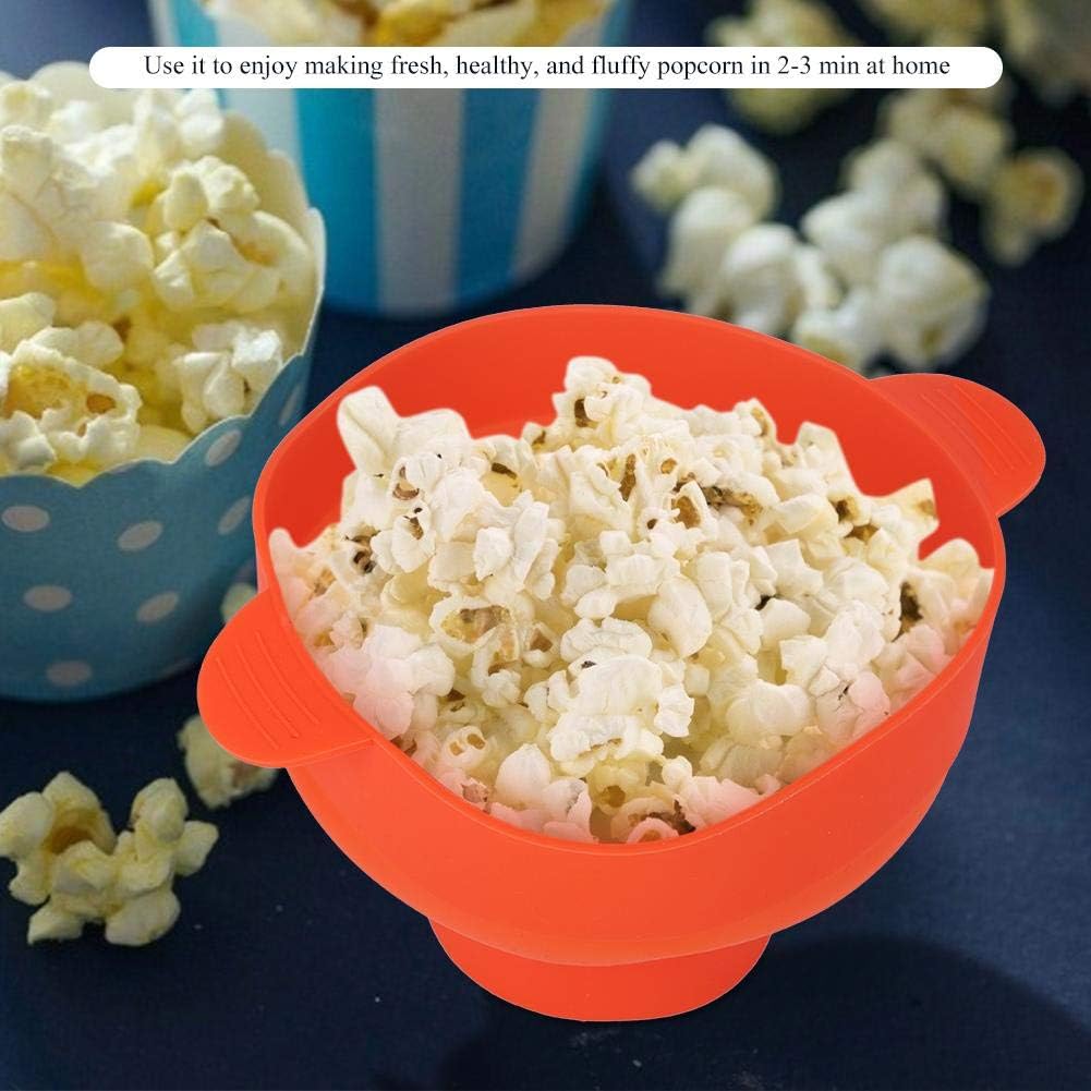 Microwave Popcorn Popper with Handle Lid Collapsible Silicone Popcorn Maker Bowl Use in Microwave or Oven(Red)