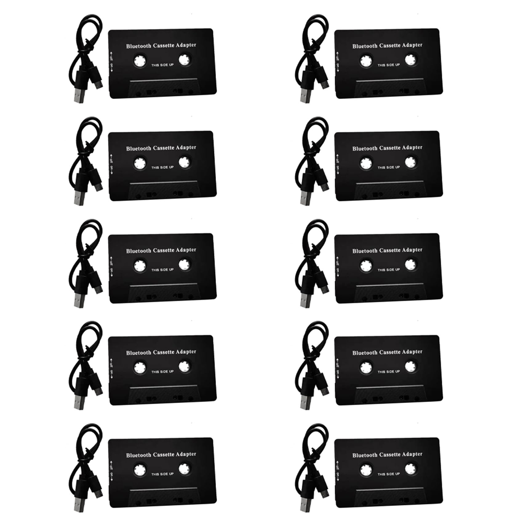10X Adattatore Stereo AUX per Cassetta Audio Bluetooth 5.0 Universale con Microfono per Telefono Lettore CD con AUX MP3