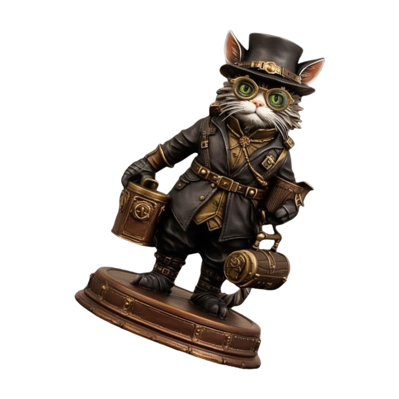 Halloween Themed Victorian Inventor Cats Miniature Sculpture Detailed Resins Art Decors For Gifting Or Desktop Styling Halloween Steampunk Inventor Cats Ornament