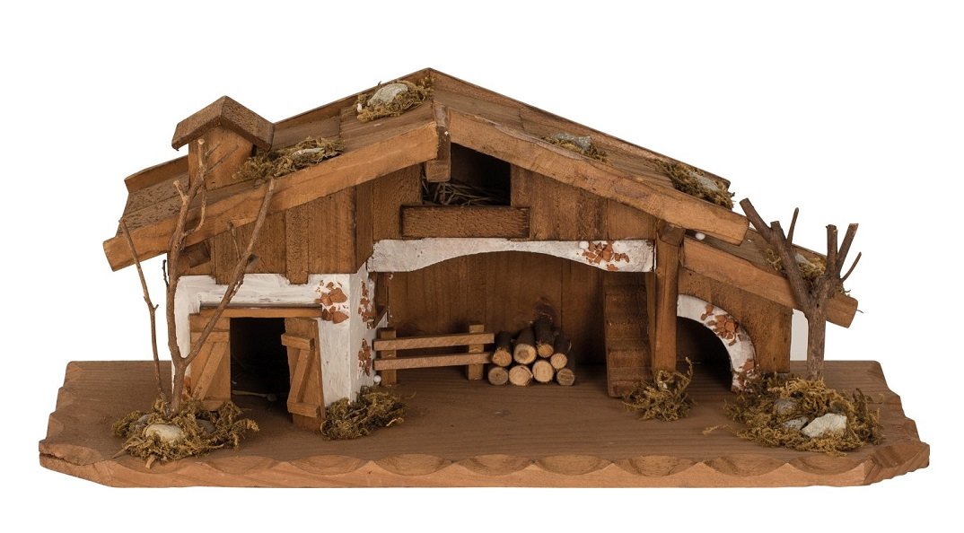Modellhaus Holzhaus 30cm Krippe incl. 11 Krippenfiguren