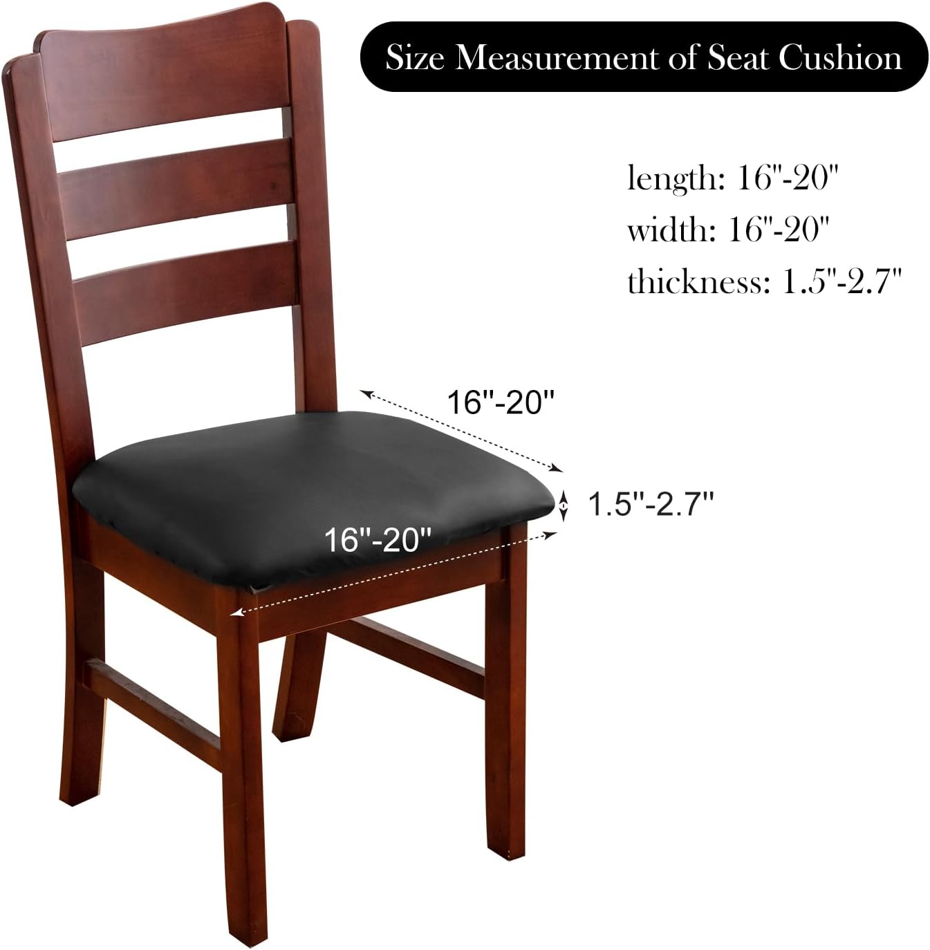 Genina Waterproof PU Leather Seat Covers for Dining Chairs,Chair Seat Covers Set of 6, Stretchable Dining Room Chair Seat Covers for Chair Protector Slipcover for Kitchen