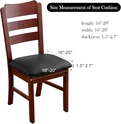 Miniatura 4 de Genina Fundas de asiento impermeables de piel sintética para sillas de comedor, juego de 4 fundas de asiento elásticas para sillas de comedor,