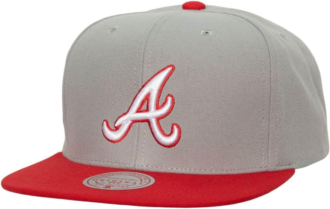 Mitchell & Ness Atlanta Braves Cooperstown Away Snapback Hat Cap - Gray