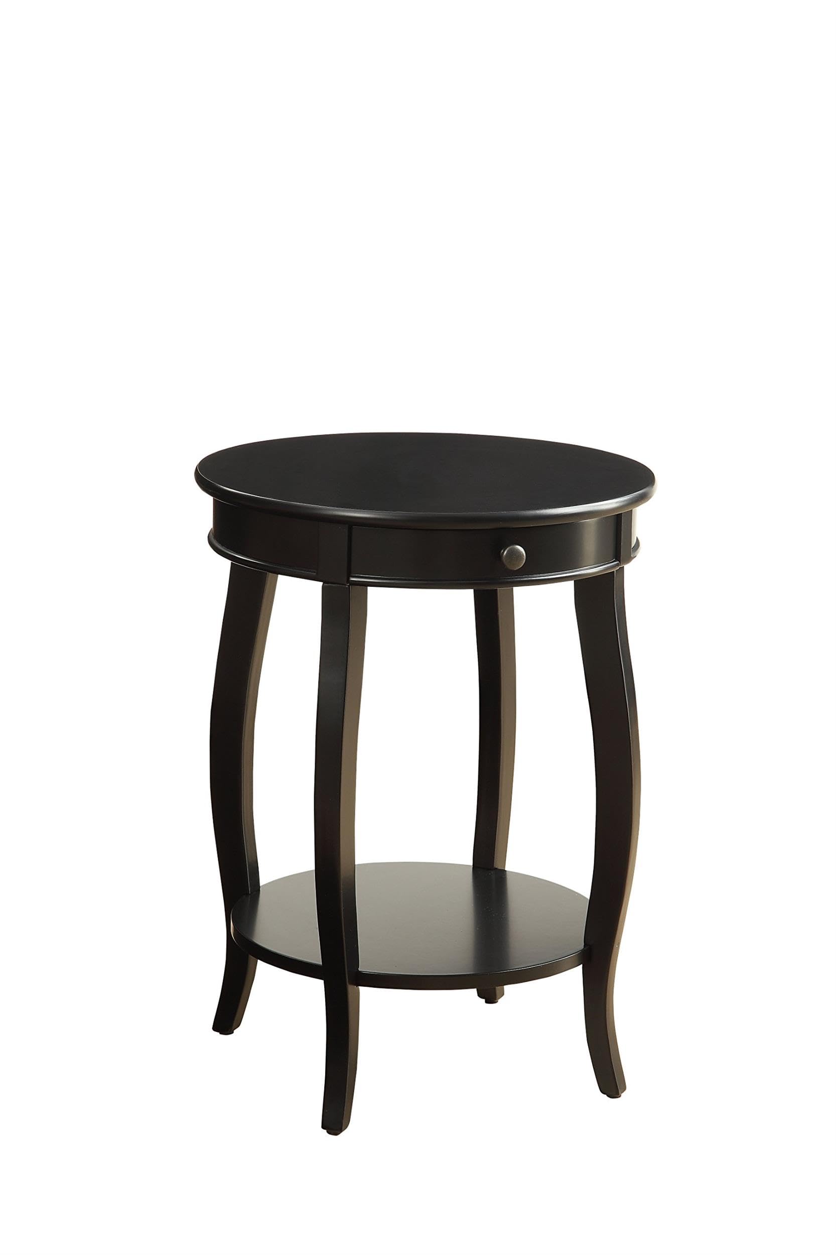 Acme Alysa 1-Drawer Round Wooden End Table with Bottom Shelf in Black