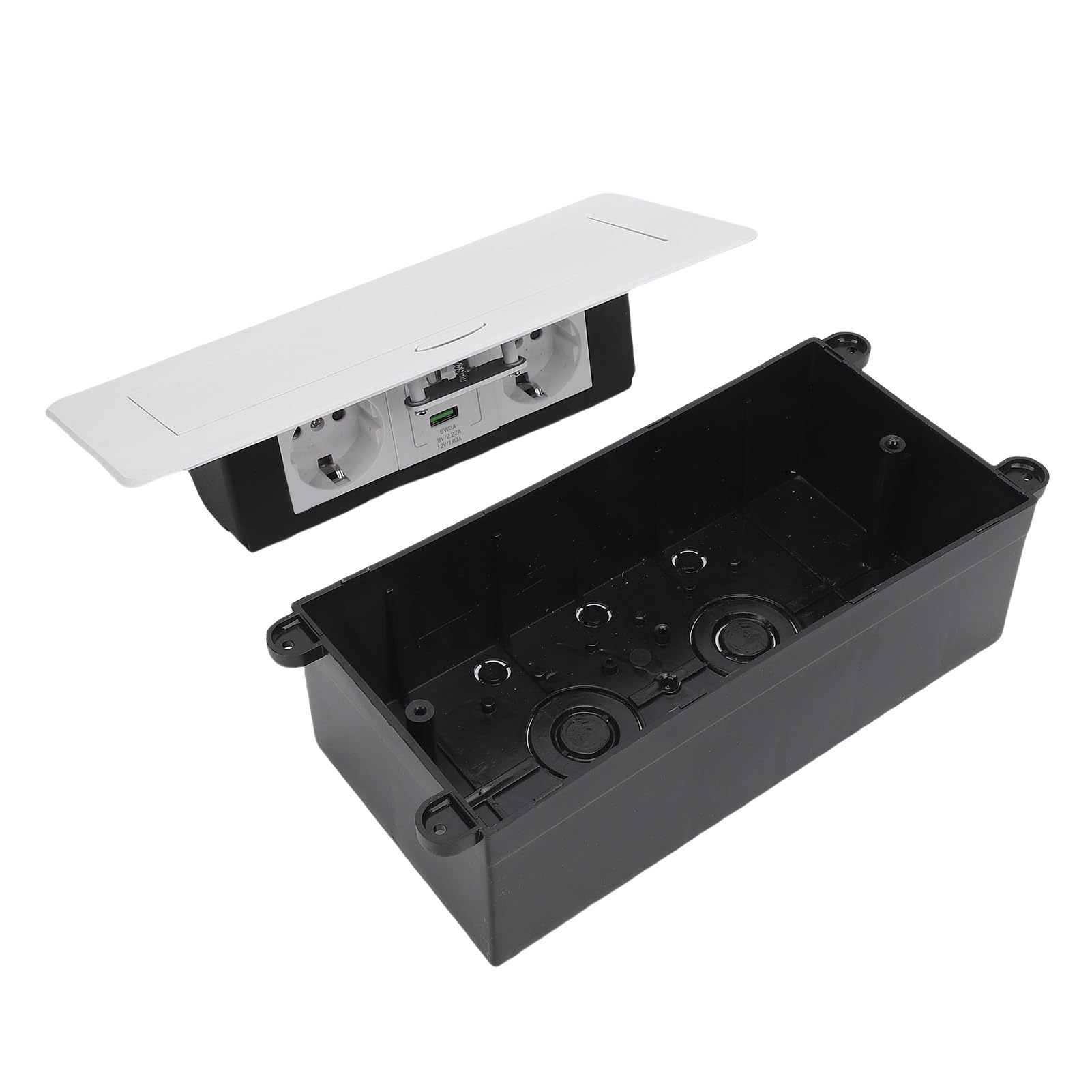 Scatola di Derivazione da Incasso da Tavolo, Hub di Alimentazione USB Tipo C a 2 Poli 16A 4000W con PC in Acciaio Inossidabile a Smorzamento Lento, per Piano di Lavoro