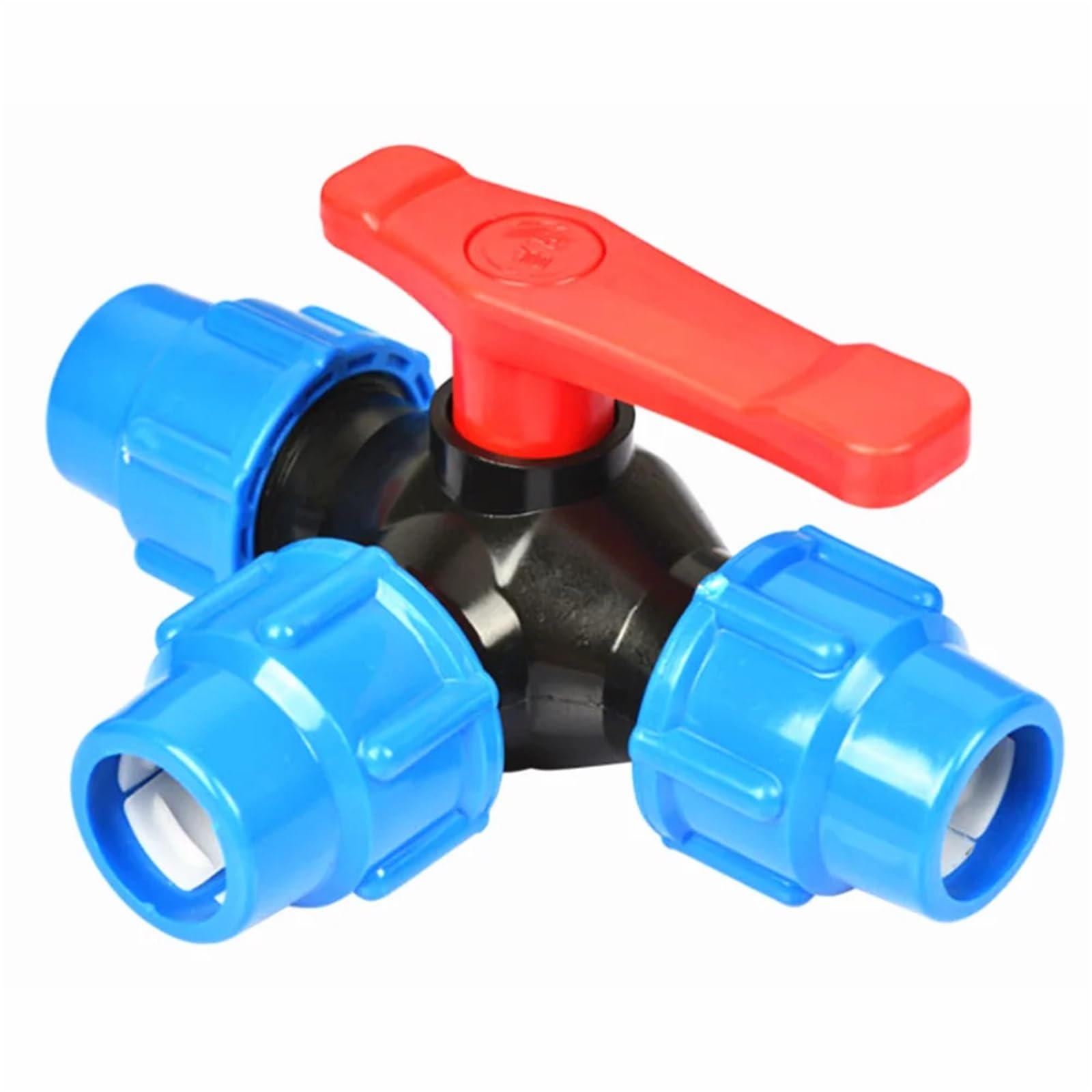 PEQYUACTE PE Three-way Fast Connection Pipe Valve Plastic Valve T-type Valve Internal Diameter 20/25/32/50mm(25mm,Blu)