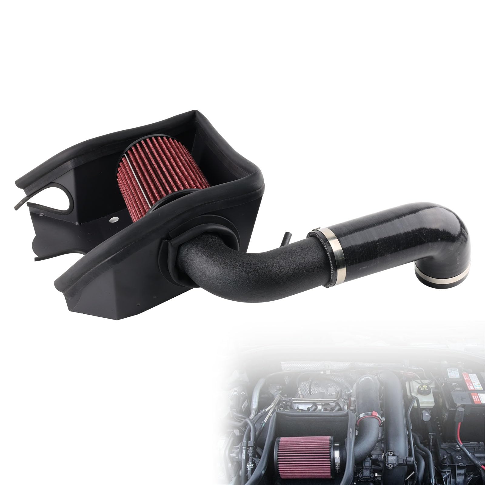 Kit di aspirazione aria fredda compatibile con motori Audi A3 Q2 Q3 VW Golf MK7 1.4L EA211 Sistema di aspirazione dell'aria ad alte prestazioni con scudo termico