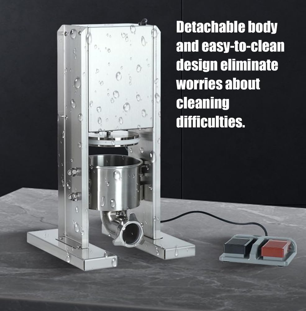 Electric Sausage Stuffer Machine, 2L Stainless Steel Vertical Sausage Maker with Foot Pedal,Dual Speed, Easy Clean Up Sausage Maker,
